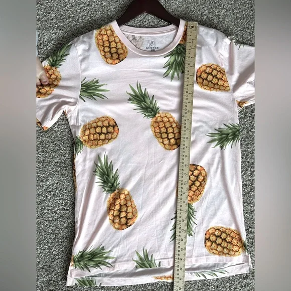 George Men’s Small Pink Pineapple T-Shirt Vacation Tee Casual Summer Menswear - Picture 10 of 10